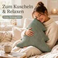 Tannenbaum Kissen 50x50 Grün Salbeigrün - Cord Kissen Weihnachten