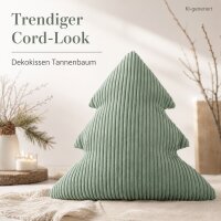 Tannenbaum Kissen 50x50 Grün Salbeigrün - Cord Kissen Weihnachten