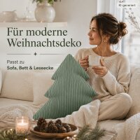 Tannenbaum Kissen 50x50 Grün Salbeigrün - Cord Kissen Weihnachten