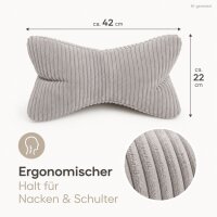 Lesekissen 42x22cm Grau - Leseknochen Cordoptik für Nackenstütze