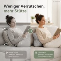 Lesekissen 42x22cm Grau - Leseknochen Cordoptik für Nackenstütze