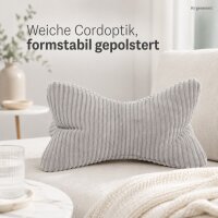 Lesekissen 42x22cm Grau - Leseknochen Cordoptik für Nackenstütze