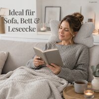 Lesekissen 42x22cm Grau - Leseknochen Cordoptik für Nackenstütze