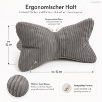 Leseknochen anthrazit 42x22cm Grau - Flauschcord Nackenkissen
