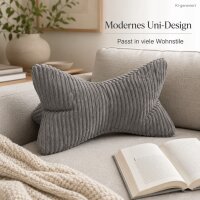 Leseknochen anthrazit 42x22cm Grau - Flauschcord Nackenkissen
