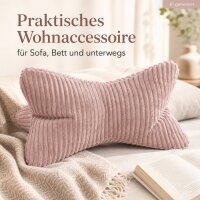 Leseknochen rosa 42x22cm Rose Nackenstützkissen in Cordoptik