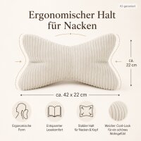 Leseknochen Kissen 42x22cm Beige Creme Flauschcord zum Anlehnen