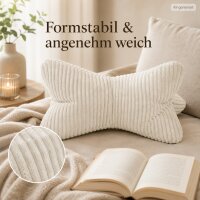 Leseknochen Kissen 42x22cm Beige Creme Flauschcord zum Anlehnen