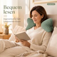 Lesekissen Bett 42x22cm Grün Salbei - Leseknochen Kissen Cordoptik