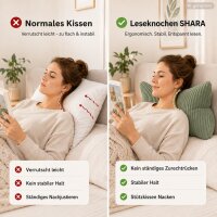 Lesekissen Bett 42x22cm Grün Salbei - Leseknochen Kissen Cordoptik