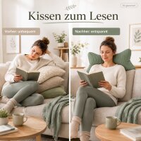 Lesekissen Bett 42x22cm Grün Salbei - Leseknochen Kissen Cordoptik