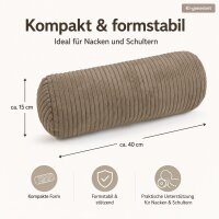 Nackenrolle 15x40cm Grau Taupe - zylindrisches Cordkissen für Sofa