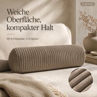 Nackenrolle 15x40cm Grau Taupe - zylindrisches Cordkissen für Sofa