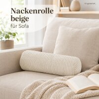 Nackenrolle 15x40cm Beige Creme Zierrolle Cordoptik für Bett Sofa