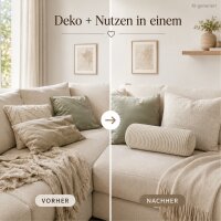 Nackenrolle 15x40cm Beige Creme Zierrolle Cordoptik für Bett Sofa