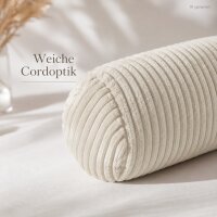 Nackenrolle 15x40cm Beige Creme Zierrolle Cordoptik für Bett Sofa