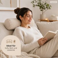 Nackenrolle 15x40cm Beige Creme Zierrolle Cordoptik für Bett Sofa