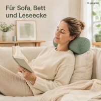 Nackenrolle 40x15 cm Grün Salbei Cordkissen Rolle für Sofa und Bett