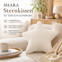 Kuschelkissen Stern 55x55 Weiß Elfenbein - Cordoptik für Sofa