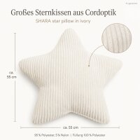 Kuschelkissen Stern 55x55 Weiß Elfenbein - Cordoptik für Sofa