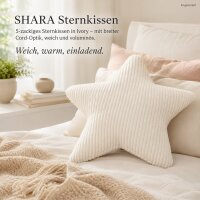 Kuschelkissen Stern 55x55 Weiß Elfenbein - Cordoptik für Sofa