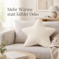 Kuschelkissen Stern 55x55 Weiß Elfenbein - Cordoptik für Sofa