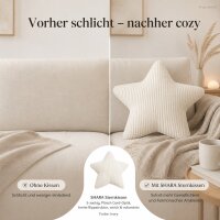 Kuschelkissen Stern 55x55 Weiß Elfenbein - Cordoptik für Sofa