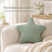 Sternkissen SHARA 55x55 cm Grün Salbei - Dekokissen in Cordoptik