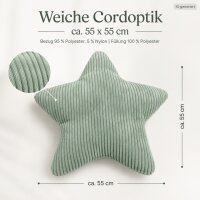 Sternkissen SHARA 55x55 cm Grün Salbei - Dekokissen in Cordoptik