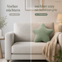 Sternkissen SHARA 55x55 cm Grün Salbei - Dekokissen in Cordoptik