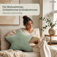 Sternkissen SHARA 55x55 cm Grün Salbei - Dekokissen in Cordoptik