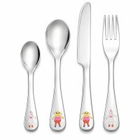 Kinderbesteck Set Edelstahl 4tlg Silberfarben Bunt...