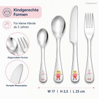 Kinderbesteck Set Edelstahl 4tlg Silberfarben Bunt für Kinder ab 3