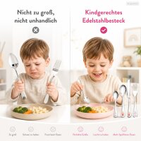 Kinderbesteck Set Edelstahl 4tlg Silberfarben Bunt für Kinder ab 3