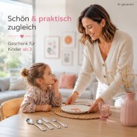Kinderbesteck Set Edelstahl 4tlg Silberfarben Bunt für Kinder ab 3