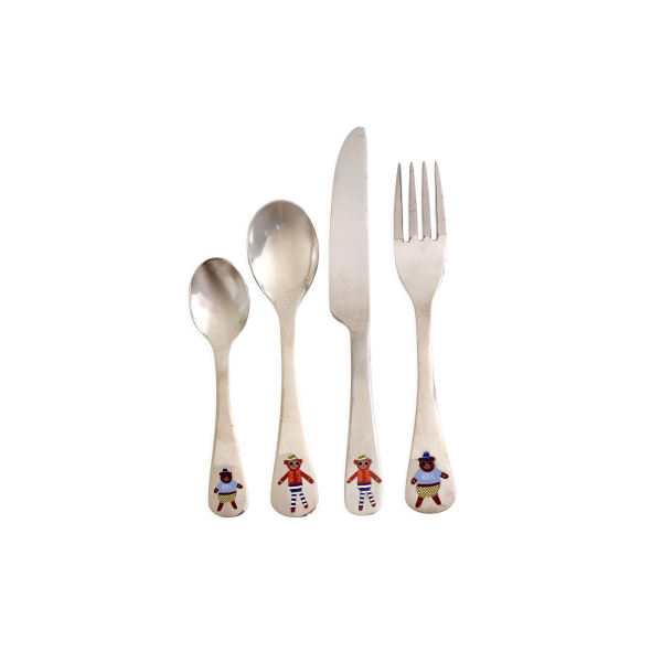 Kinder Essbesteck Edelstahl 17x23cm Bunt Mehrfarbig 4-teilig ab 3 Jahre
