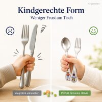 Kinder Essbesteck Edelstahl 17x23cm Bunt Mehrfarbig 4-teilig ab 3 Jahre