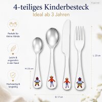 Kinder Essbesteck Edelstahl 17x23cm Bunt Mehrfarbig 4-teilig ab 3 Jahre