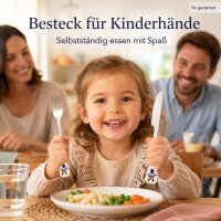 Kinder Essbesteck Edelstahl 17x23cm Bunt Mehrfarbig 4-teilig ab 3 Jahre