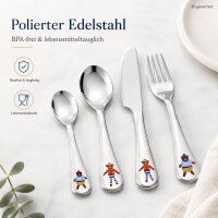 Kinder Essbesteck Edelstahl 17x23cm Bunt Mehrfarbig 4-teilig ab 3 Jahre