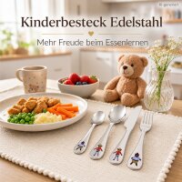 Kinder Essbesteck Edelstahl 17x23cm Bunt Mehrfarbig 4-teilig ab 3 Jahre