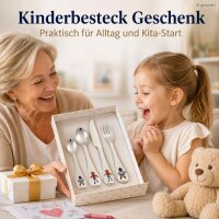 Kinder Essbesteck Edelstahl 17x23cm Bunt Mehrfarbig 4-teilig ab 3 Jahre