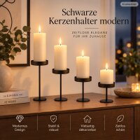 Kerzenständer Set schwarz 6x6x12cm matt Metall moderne Tischdeko