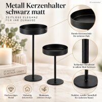 Kerzenständer Set schwarz 6x6x12cm matt Metall moderne Tischdeko