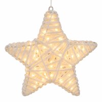 LED Stern Weihnachten 7x30cm Weiß Creme - Metall Wolle hängend