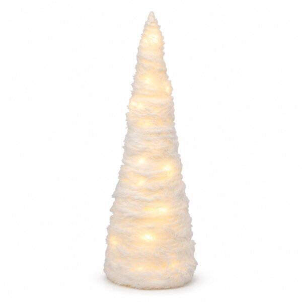 LED Deko Tannenbaum 11x11x27cm Weiß - Kunststoff Winterdeko mit Timer