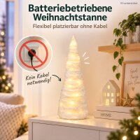 LED Deko Tannenbaum 11x11x27cm Weiß - Kunststoff Winterdeko mit Timer