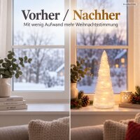 LED Deko Tannenbaum 11x11x27cm Weiß - Kunststoff Winterdeko mit Timer