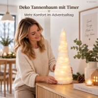 LED Deko Tannenbaum 11x11x27cm Weiß - Kunststoff Winterdeko mit Timer