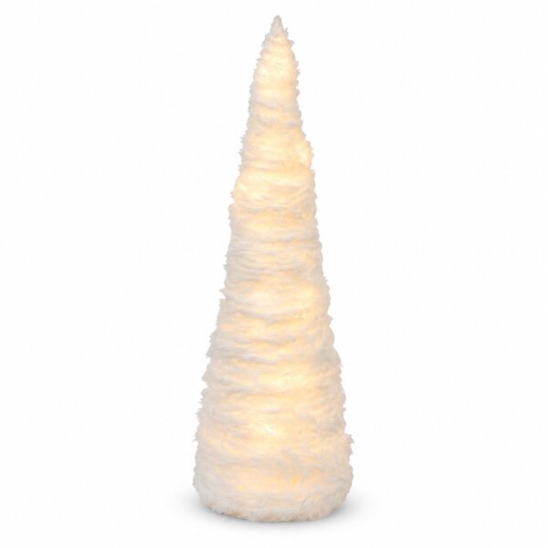 Weiße LED Tanne 11x37cm - kleine Kunststofftanne Weihnachtsdeko mit Timer